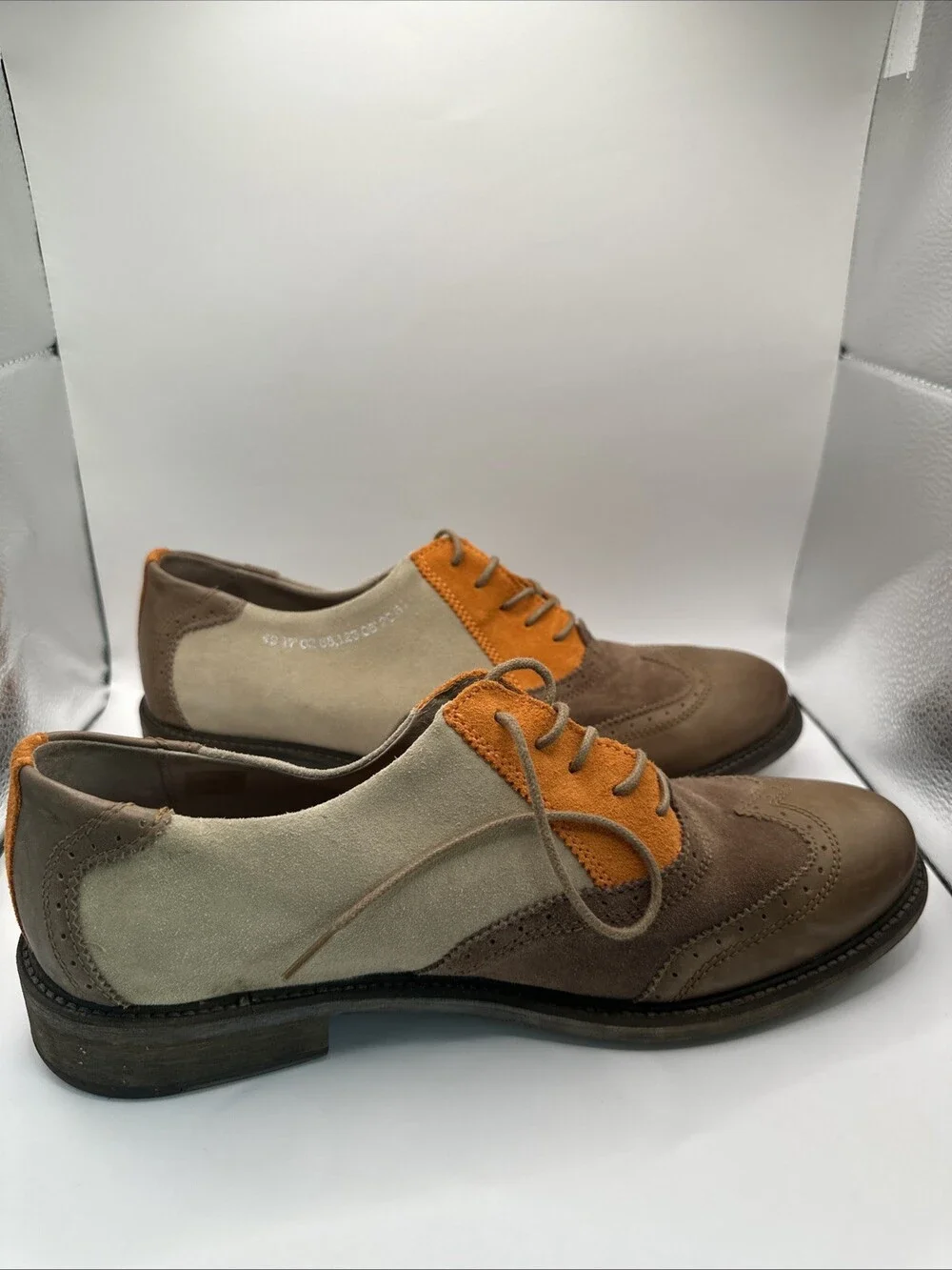 John Fluevog Welles Men's Dress Shoes Sz 12 Orange & Brown *Discontinued Style*